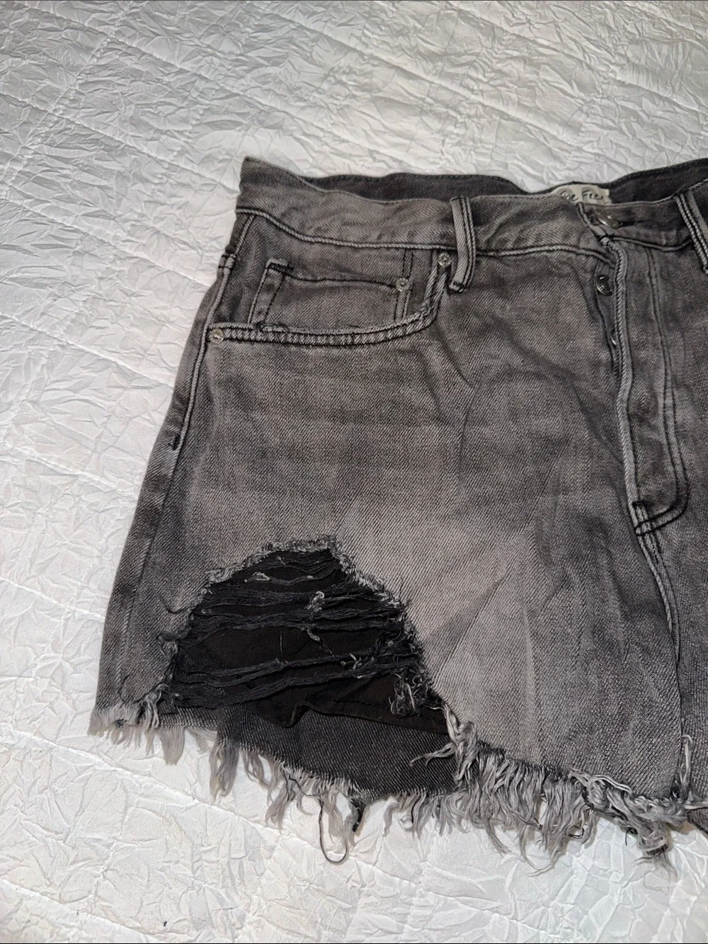 Gray Distressed Denim Women's Shorts